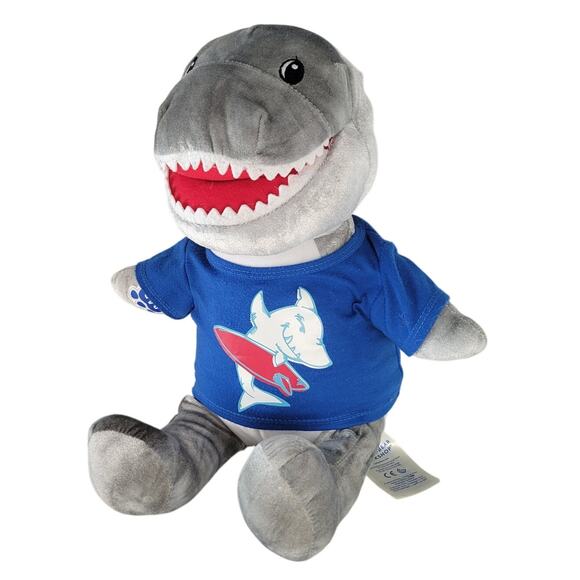 Build A Bear Shark Plush Stuffed Animal 16 Inch With Blue Surfboard Shirt 2018 - Picture 2 of 13